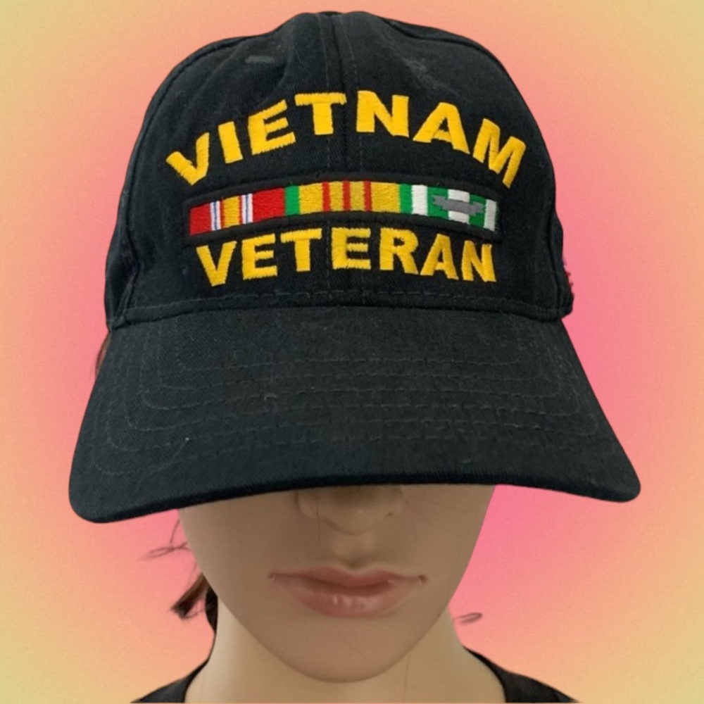 Vintage Vietnam Veteran Embroidered USA Made Strapback Dad Hat Military